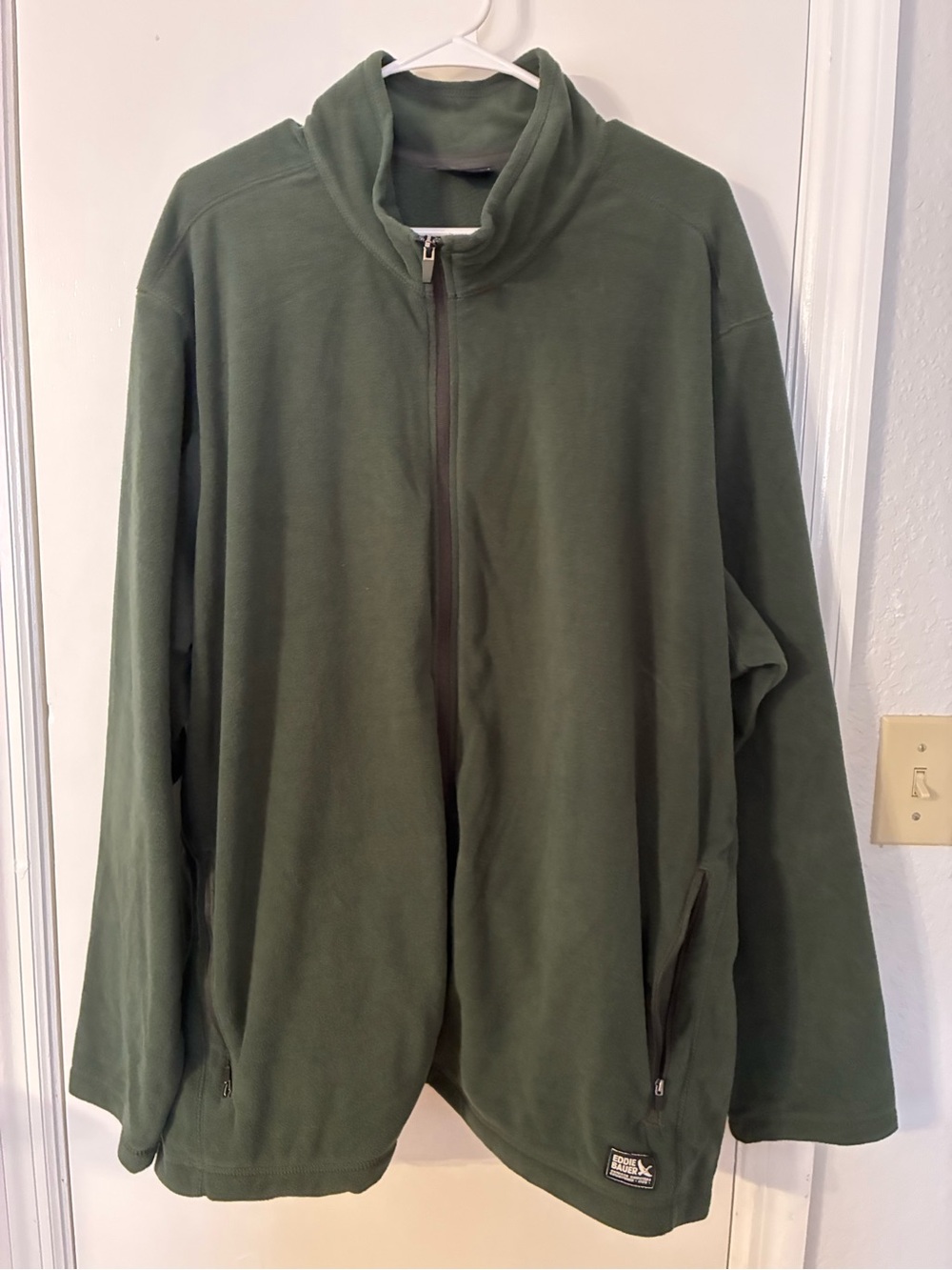 Eddie Bauer Olive Green Full-Zip Performance Fleece Jacket